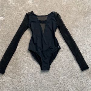 Forever 21 Mesh Black Long Sleeve Bodysuit